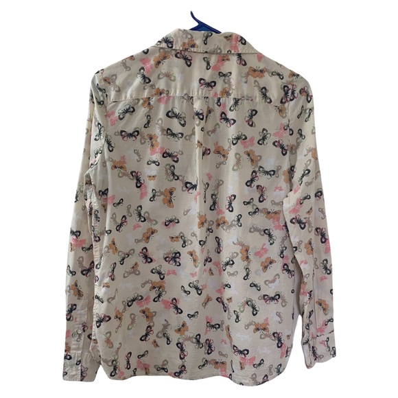 Joe Fresh Cotton Cream Button Up Shirt Butterfly Print Cottagecore Women’s Small - Picture 2 of 16